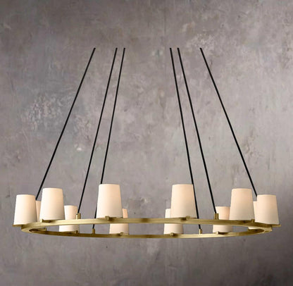 Pauillacs Upholstered Fabric Shade Round Chandelier 48"