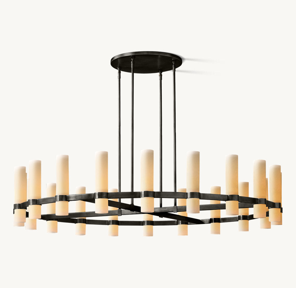 Ravelle Round Milk Glass Chandelier 60"