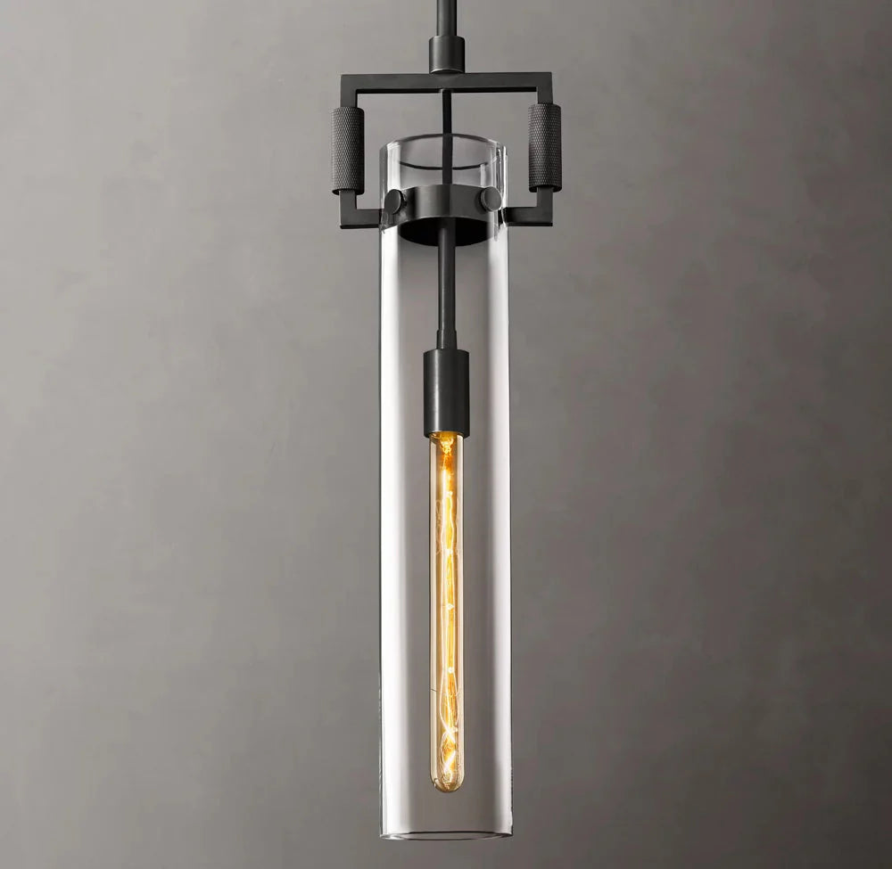 Machinists Cylindrical Glass Pendant Lamp