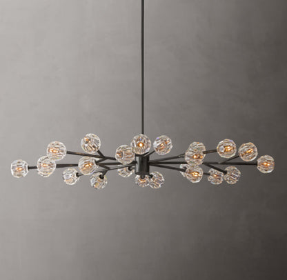 Crystal Sphere Transparent Glass Oval Chandelier 72"