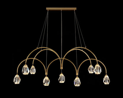 Faceted Cut Crystal 62" Wide Brass 9-Light LED Chandelier