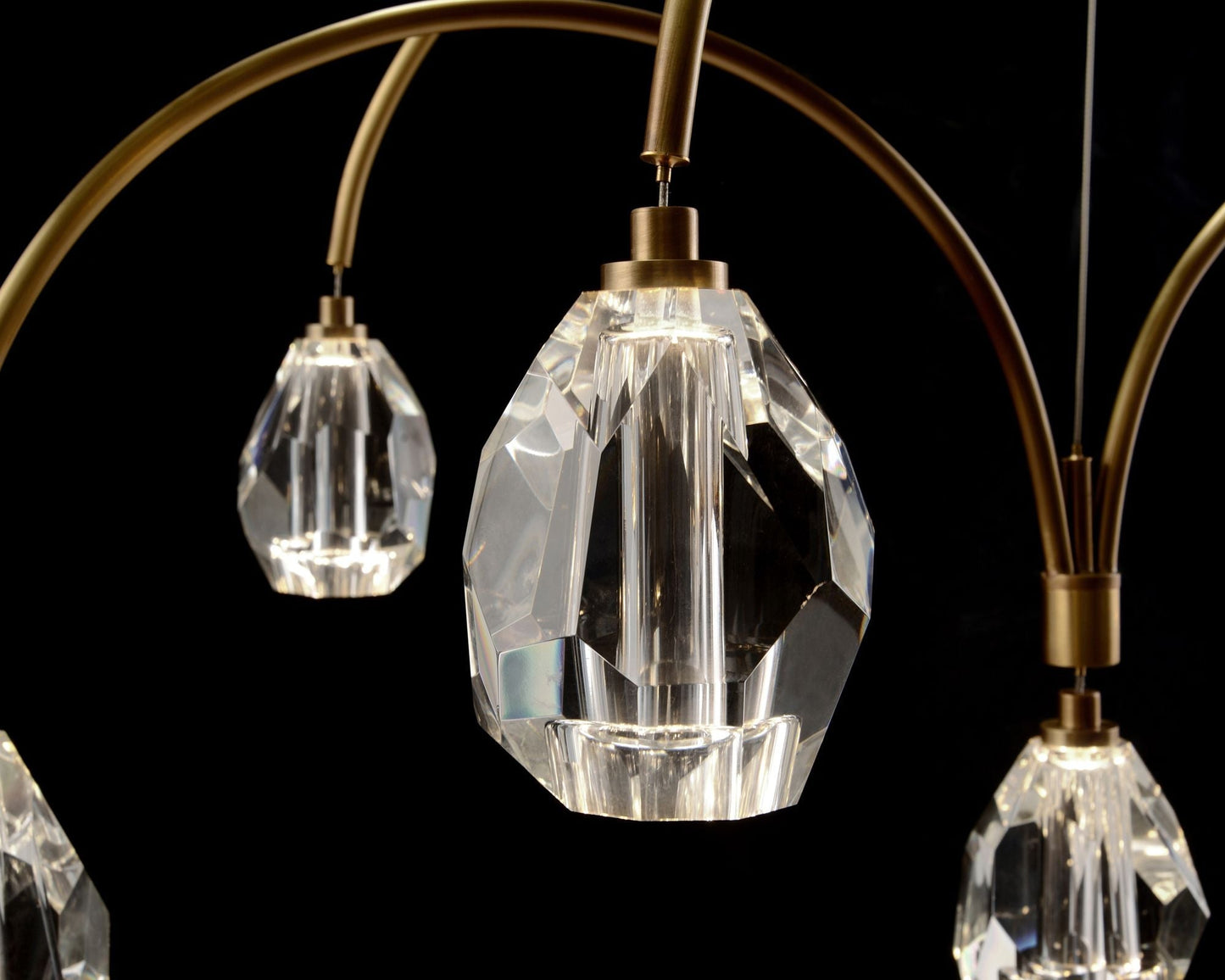 Faceted Cut Crystal 75" Wide Brass 12-Light LED Chandelier