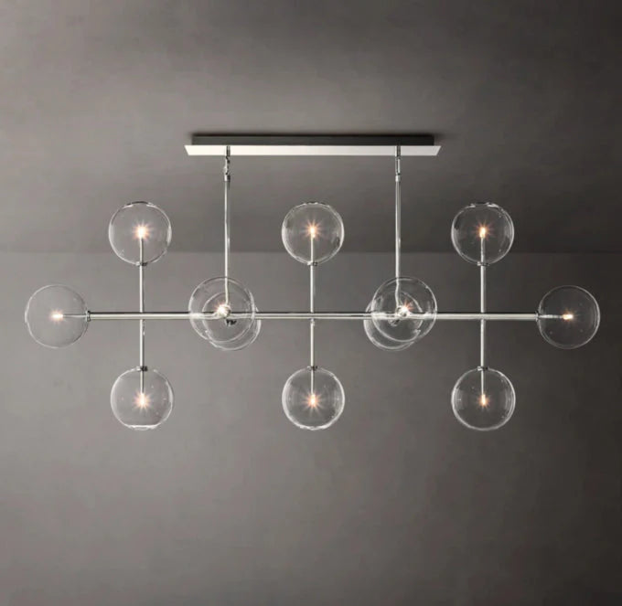 Glass Orbital Mobile Linear Chandelier
