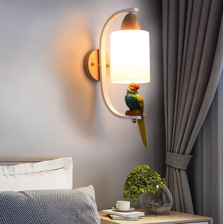 Solid Wood Bedside Wall Lamp – Minimalist Creative Light for Living Room or Stair Aisle