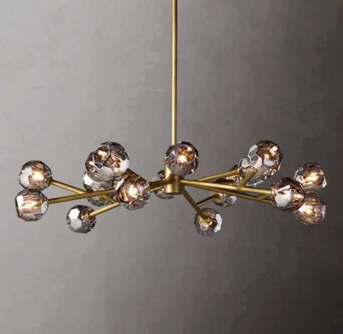 Crystal Globe Smoked Glass Circular Chandelier 48"
