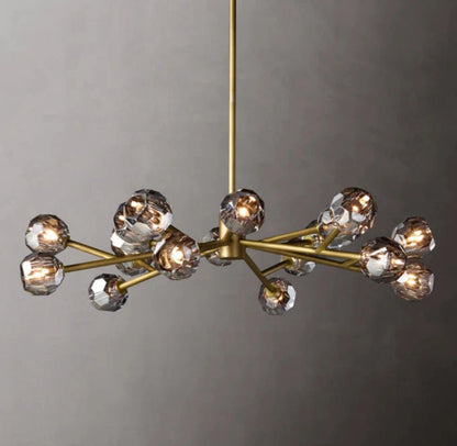 Crystal Globe Smoked Glass Circular Chandelier 48"