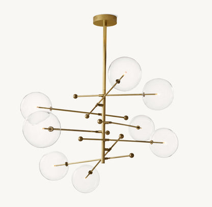 Glass Orb Cluster Mobile Eight-Light Chandelier 79"