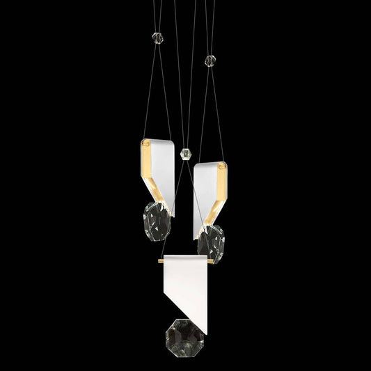 ARIA 6 Light 16" Wide Integrated LED Crystal Multi Light Pendant with Shade