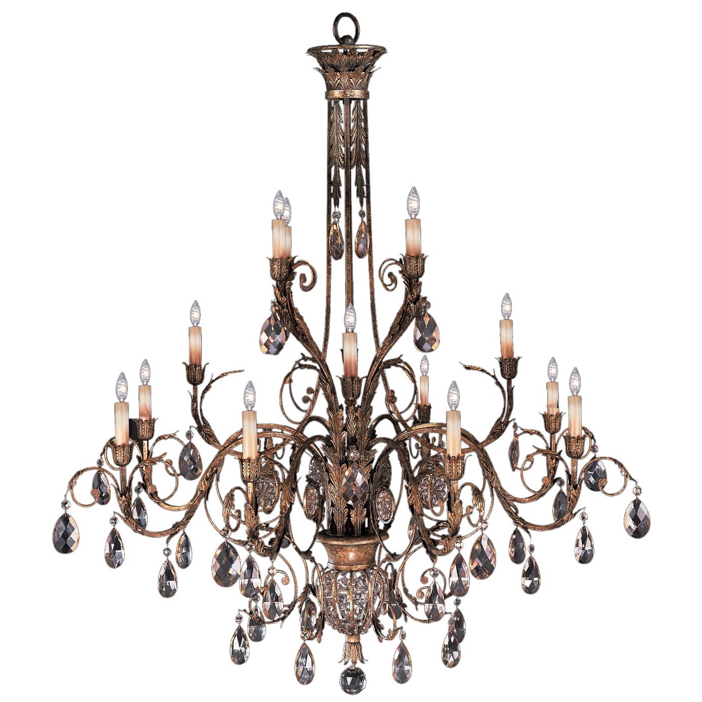 A Midsummer Night's Dream Sixteen-Light Three-Tier Chandelier with Delicate Lines and Crystal Accents
