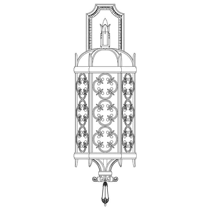 Costa del Sol Three-Light Outdoor Wall Sconce with Quatrefoil Details and Subtle Iridescent Textured Glass Shade