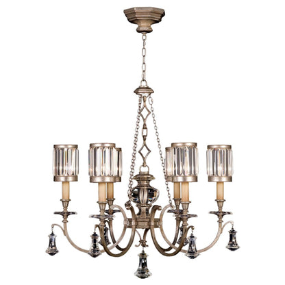 Fine Art Handcrafted Lighting Eaton Place Silver Six-Light Single-Tier Chandelier with Channel-Set Crystal Diffusers and Crystal Accents