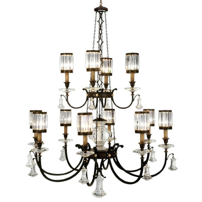 Fine Art Handcrafted Lighting Eaton Place Twelve-Light Two-Tier Chandelier with Channel-Set Crystal Diffusers and Crystal Accents
