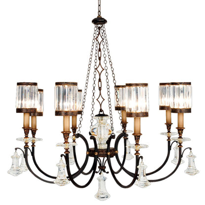 Fine Art Handcrafted Lighting Eaton Place Eight-Light Single-Tier Chandelier with Channel-Set Crystal Diffusers and Crystal Accents