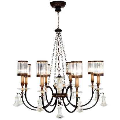 Fine Art Handcrafted Lighting Eaton Place Eight-Light Single-Tier Chandelier with Channel-Set Crystal Diffusers and Crystal Accents