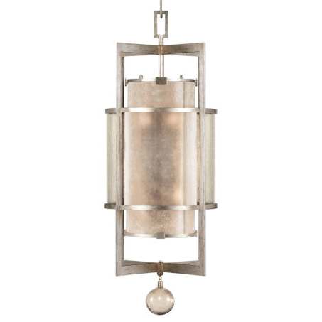 Singapore Moderne Silver 18" Diameter Six-Light Foyer Pendant with Mica and Glass Diffuser Panels