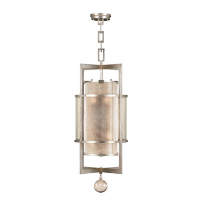 Singapore Moderne Silver 18" Diameter Six-Light Foyer Pendant with Mica and Glass Diffuser Panels