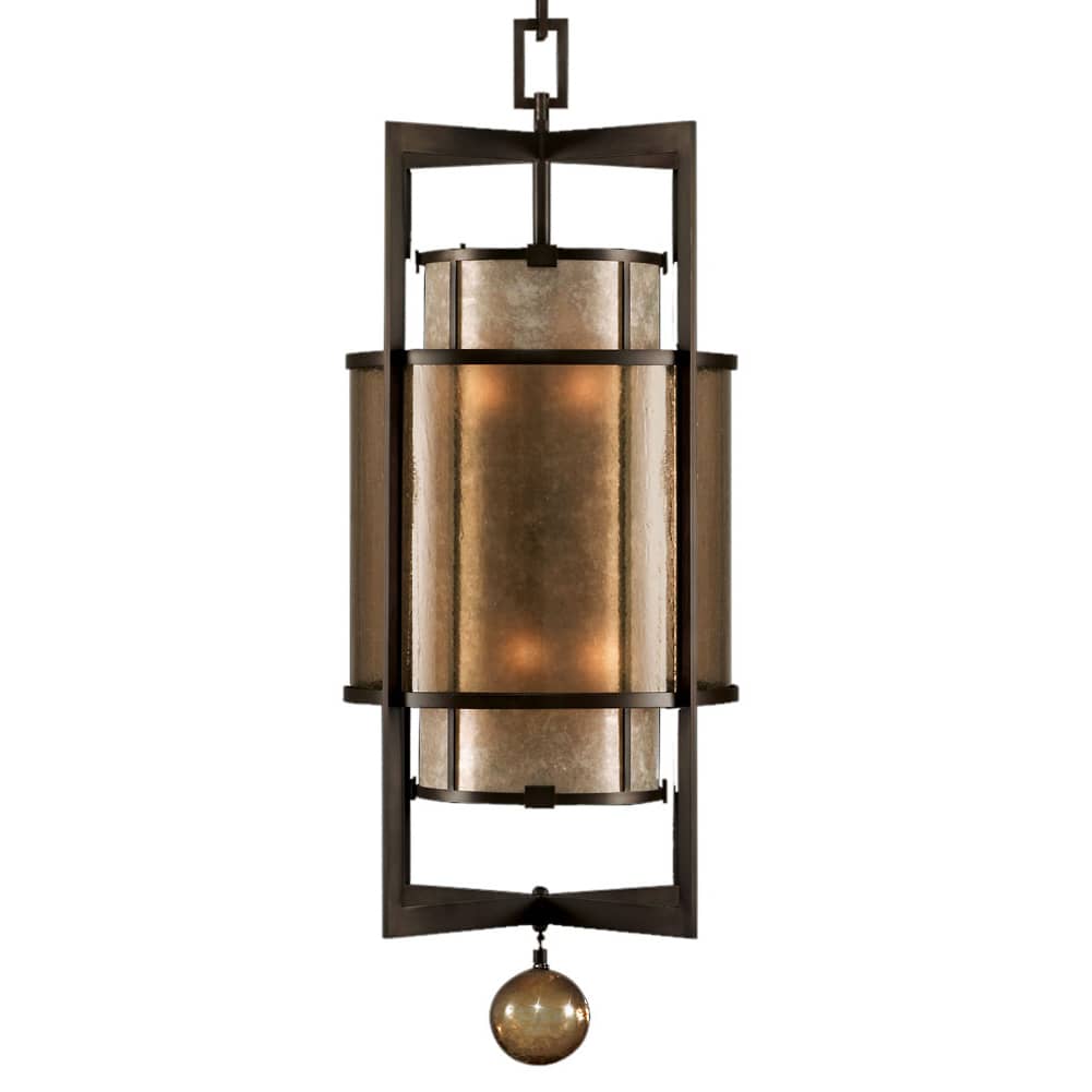 Singapore Moderne 18" Diameter Six-Light Foyer Pendant with Mica and Glass Diffuser Panels