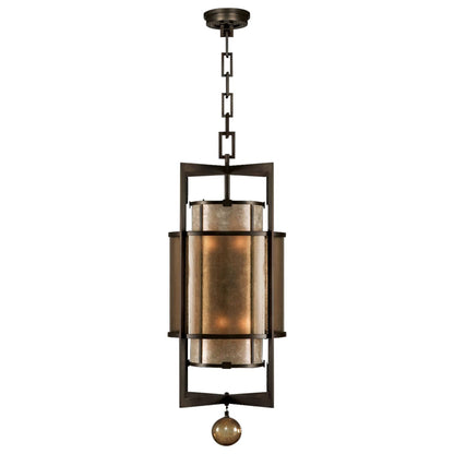 Singapore Moderne 18" Diameter Six-Light Foyer Pendant with Mica and Glass Diffuser Panels