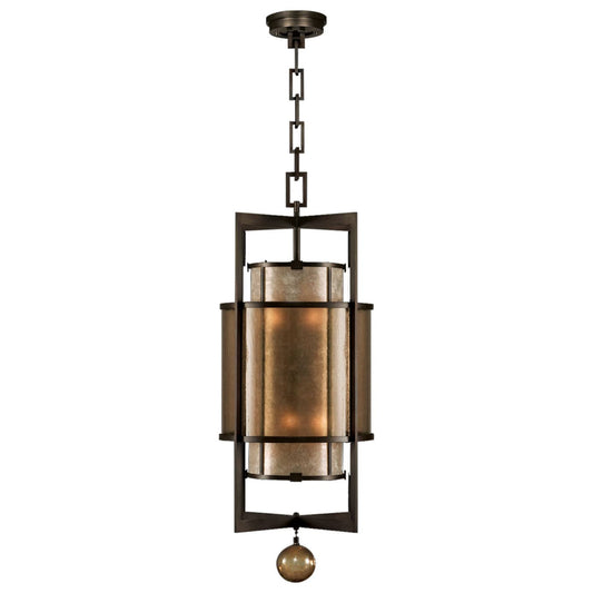 Singapore Moderne 18" Diameter Six-Light Foyer Pendant with Mica and Glass Diffuser Panels