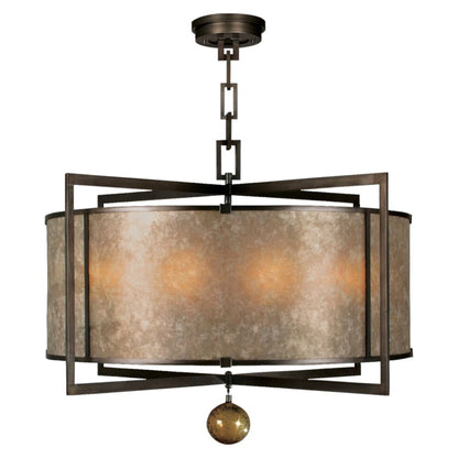 Fine Art Handcrafted Lighting Singapore Moderne 40" Diameter Eight-Light Drum Pendant with Mica Diffuser Panels