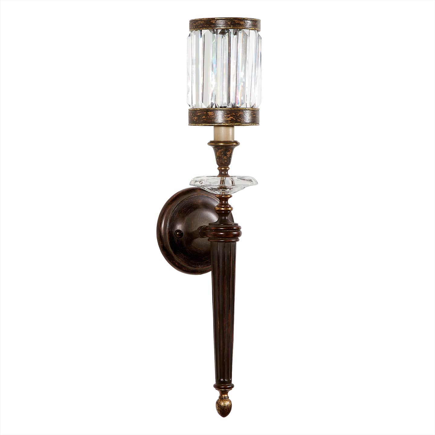 Eaton Place Single-Light Wall Sconce with Channel-Set Crystal Diffuser and Crystal Accents
