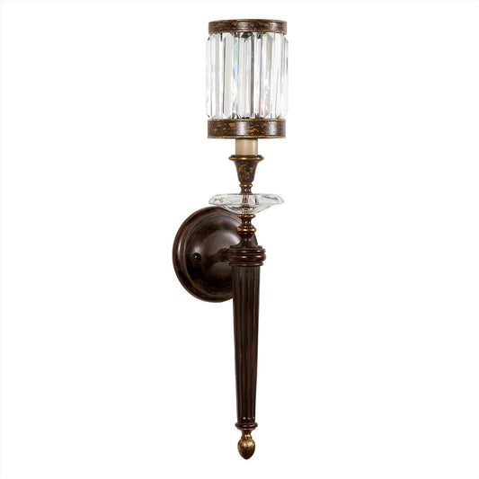 Eaton Place Single-Light Wall Sconce with Channel-Set Crystal Diffuser and Crystal Accents