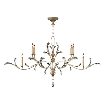 Beveled Arcs 74" Oblong Chandelier with Arcing Beveled Crystal