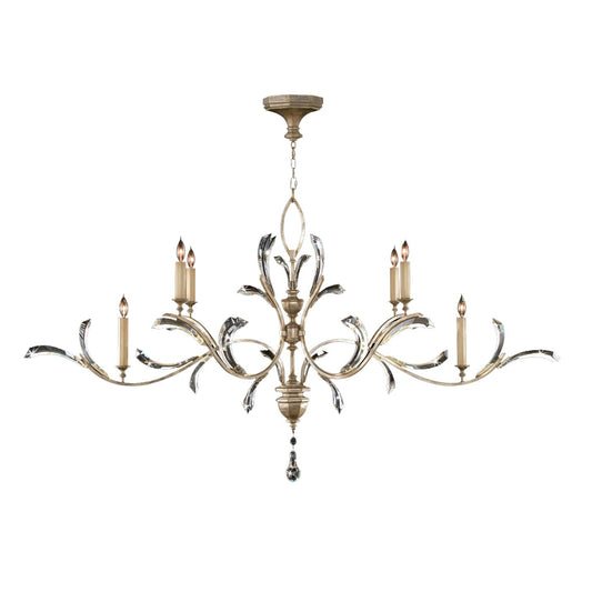 Beveled Arcs 74" Oblong Chandelier with Arcing Beveled Crystal