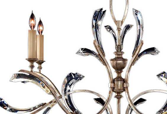 Beveled Arcs 74" Oblong Chandelier with Arcing Beveled Crystal