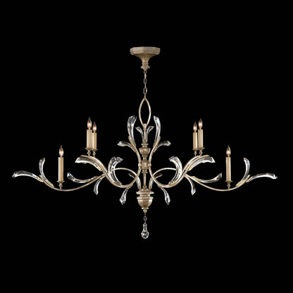 Beveled Arcs 74" Oblong Chandelier with Arcing Beveled Crystal