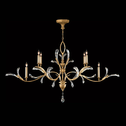 Beveled Arcs 74" Oblong Chandelier with Arcing Beveled Crystal