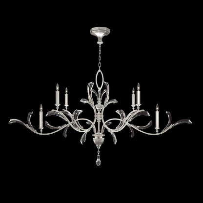 Beveled Arcs 74" Oblong Chandelier with Arcing Beveled Crystal
