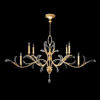 Beveled Arcs 74" Oblong Chandelier with Arcing Beveled Crystal