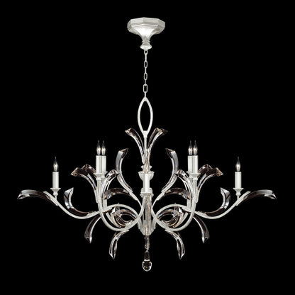 Fine Art Handcrafted Lighting Beveled Arcs 57" Round Chandelier with Arcing Beveled Crystal