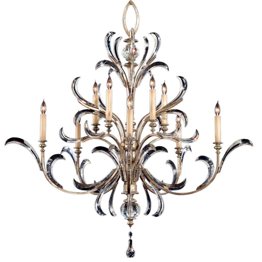 Beveled Arcs Ten-Light Two-Tier Beveled Crystal Chandelier