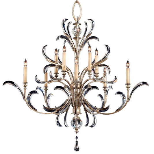 Beveled Arcs Ten-Light Two-Tier Beveled Crystal Chandelier