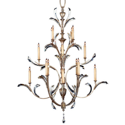 Beveled Arcs Sixteen-Light Three-Tier Beveled Crystal Chandelier