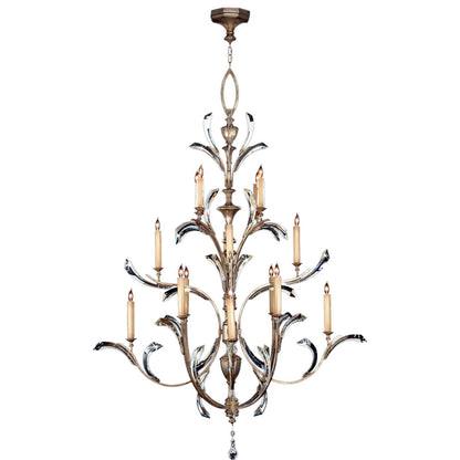 Beveled Arcs Sixteen-Light Three-Tier Beveled Crystal Chandelier