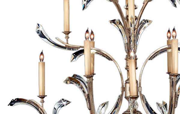 Beveled Arcs Sixteen-Light Three-Tier Beveled Crystal Chandelier