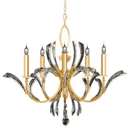 Fine Art Handcrafted Lighting Beveled Arcs 5 Light 36" Wide Crystal Chandelier