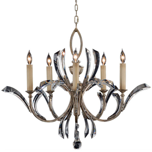 Beveled Arcs Five-Light Single-Tier Beveled Crystal Chandelier