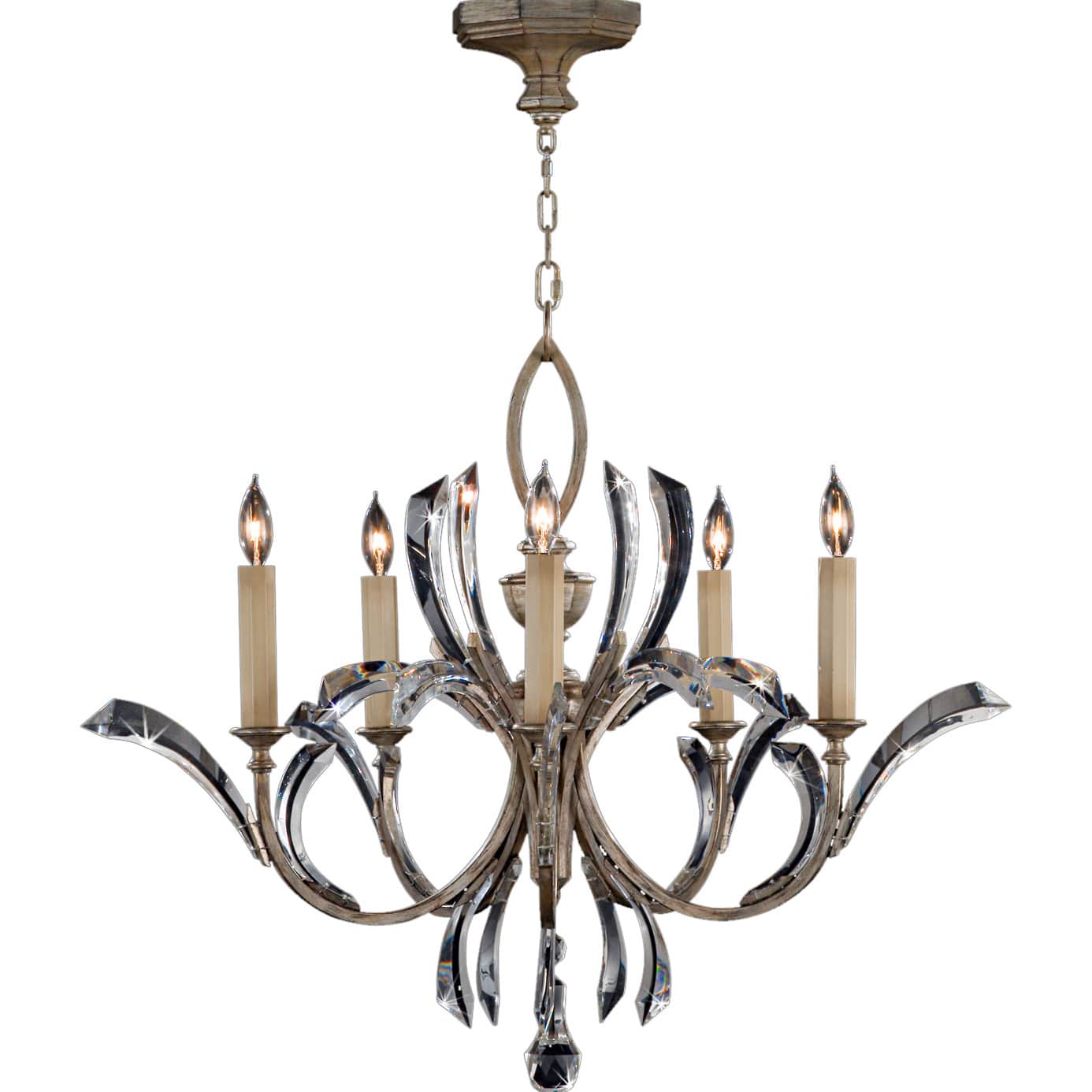 Beveled Arcs Five-Light Single-Tier Beveled Crystal Chandelier