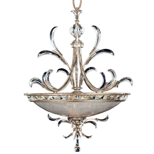 Beveled Arcs 44" Diameter Three-Light Beveled Crystal Bowl Pendant