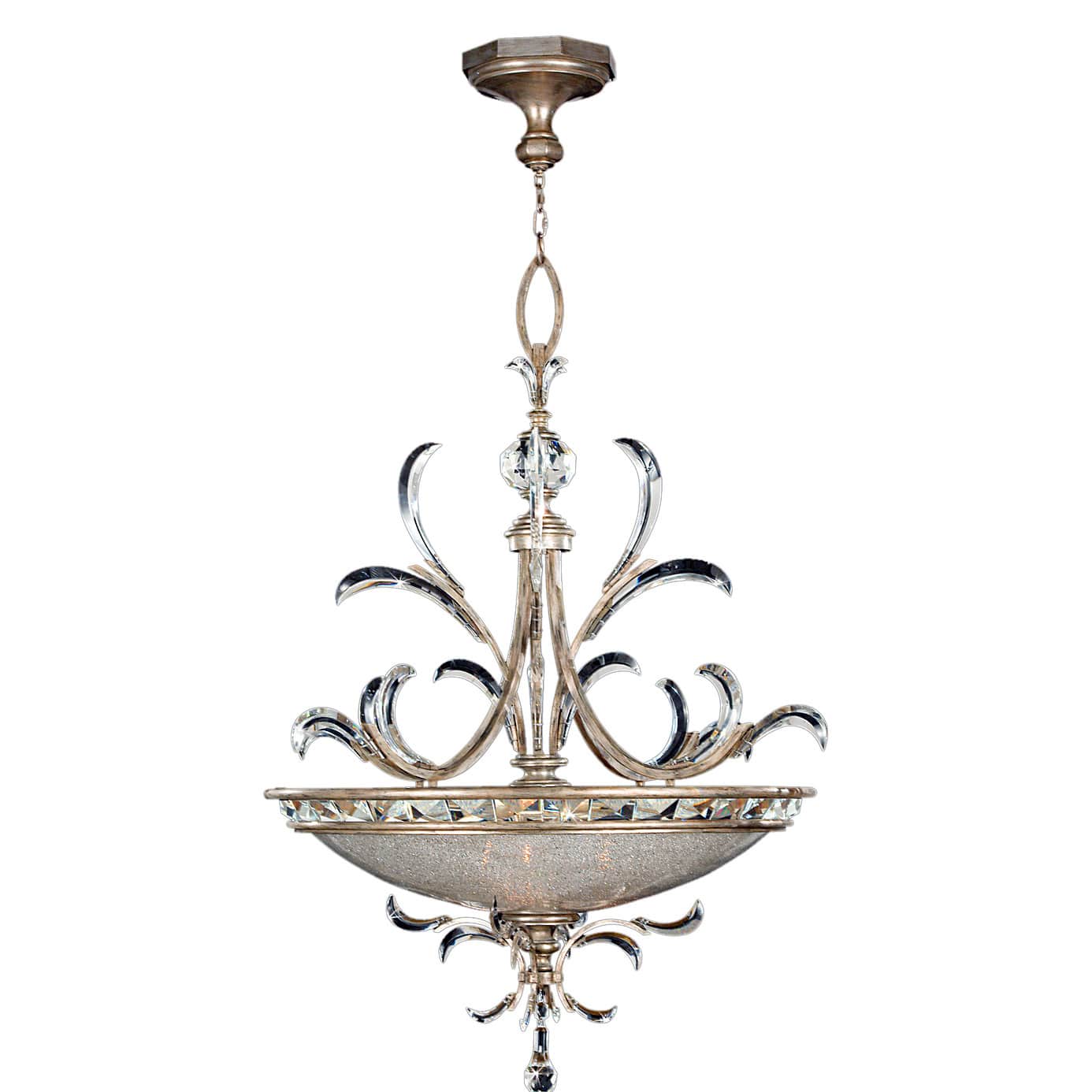 Beveled Arcs 44" Diameter Three-Light Beveled Crystal Bowl Pendant