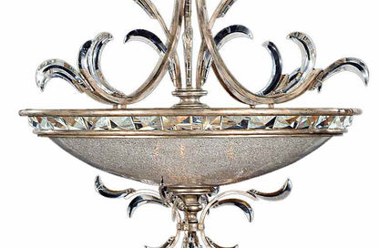 Beveled Arcs 44" Diameter Three-Light Beveled Crystal Bowl Pendant