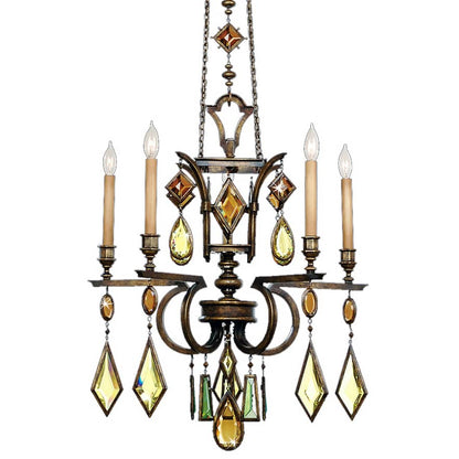 Encased Gems Five-Light Single-Tier Chandelier with Multi-Color Crystal Accents