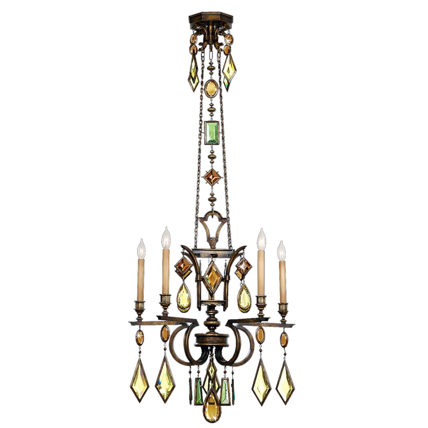 Encased Gems Five-Light Single-Tier Chandelier with Multi-Color Crystal Accents