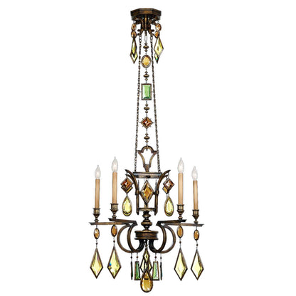 Encased Gems Five-Light Single-Tier Chandelier with Multi-Color Crystal Accents