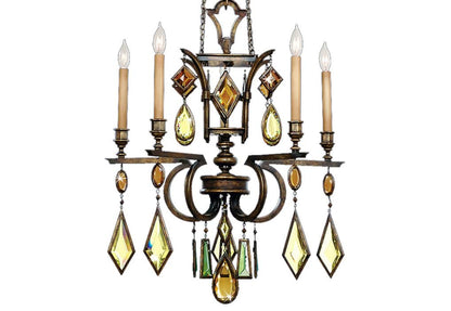 Encased Gems Five-Light Single-Tier Chandelier with Multi-Color Crystal Accents