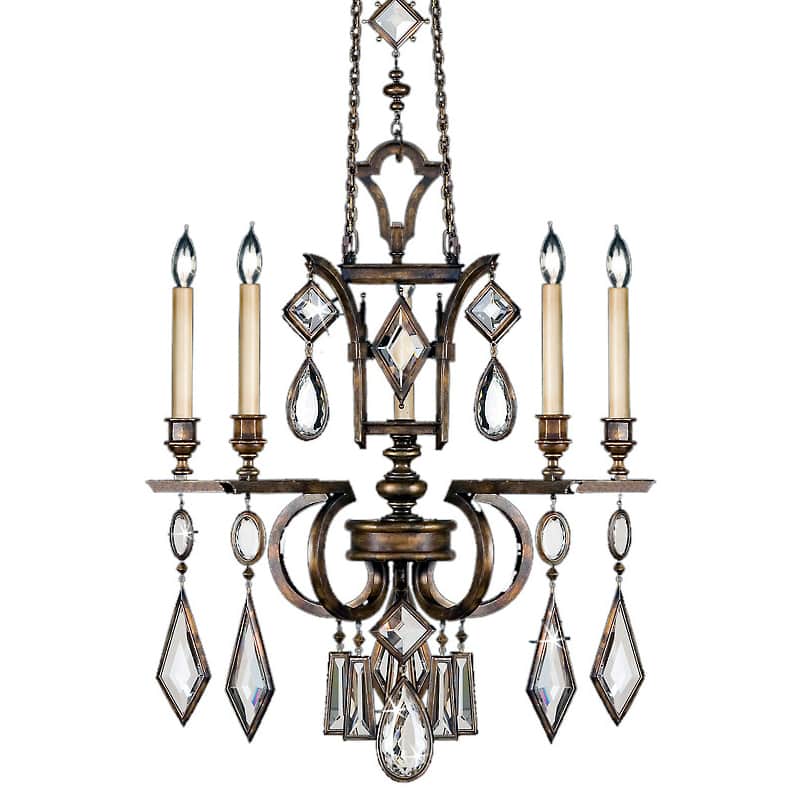 Encased Gems Five-Light Single-Tier Chandelier with Clear Crystal Accents
